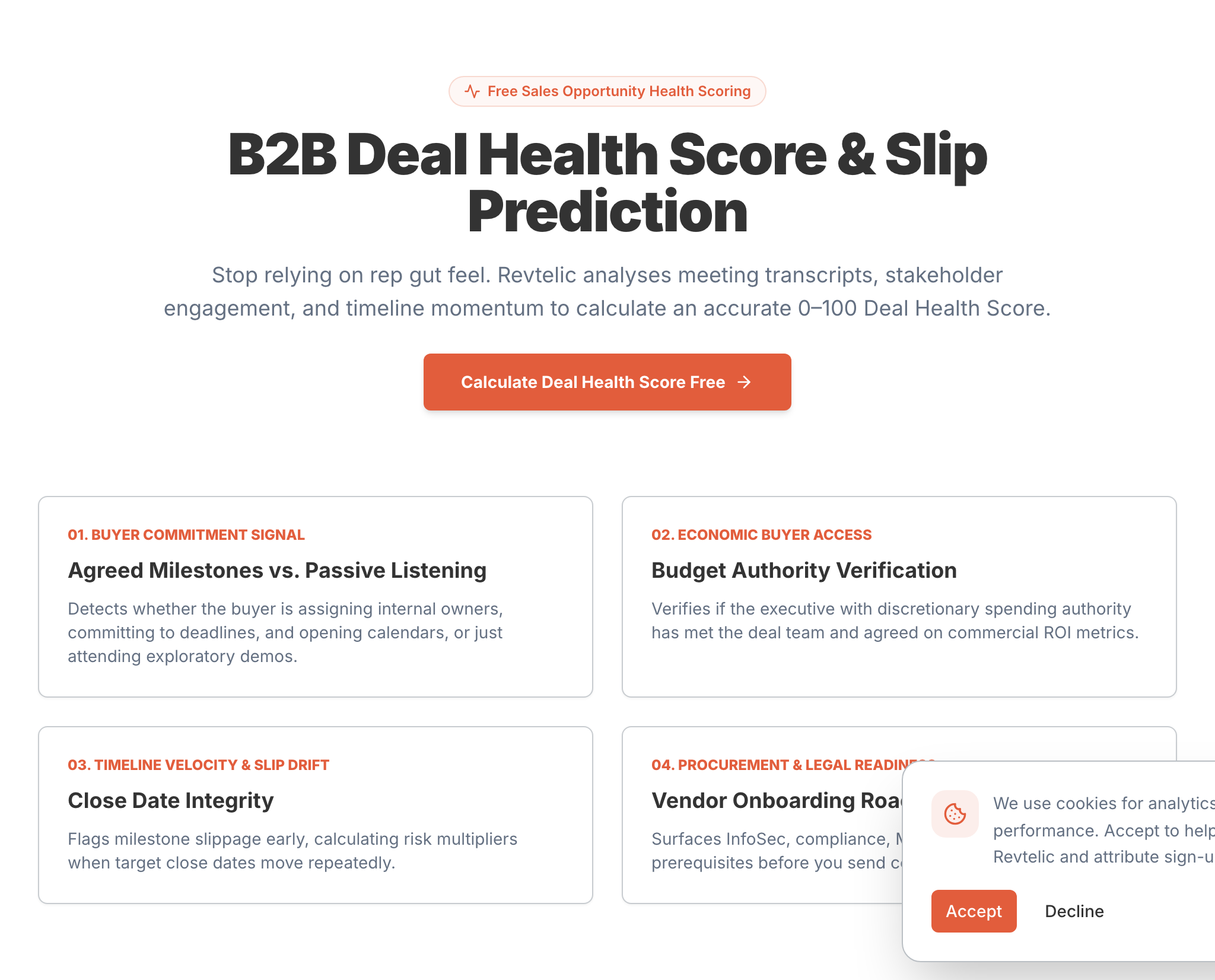 Figure 1: Real-time Deal Health diagnostic report showing the 55/100 Watch gauge, The Brutal Truth analysis, and MEDDIC stakeholder coverage