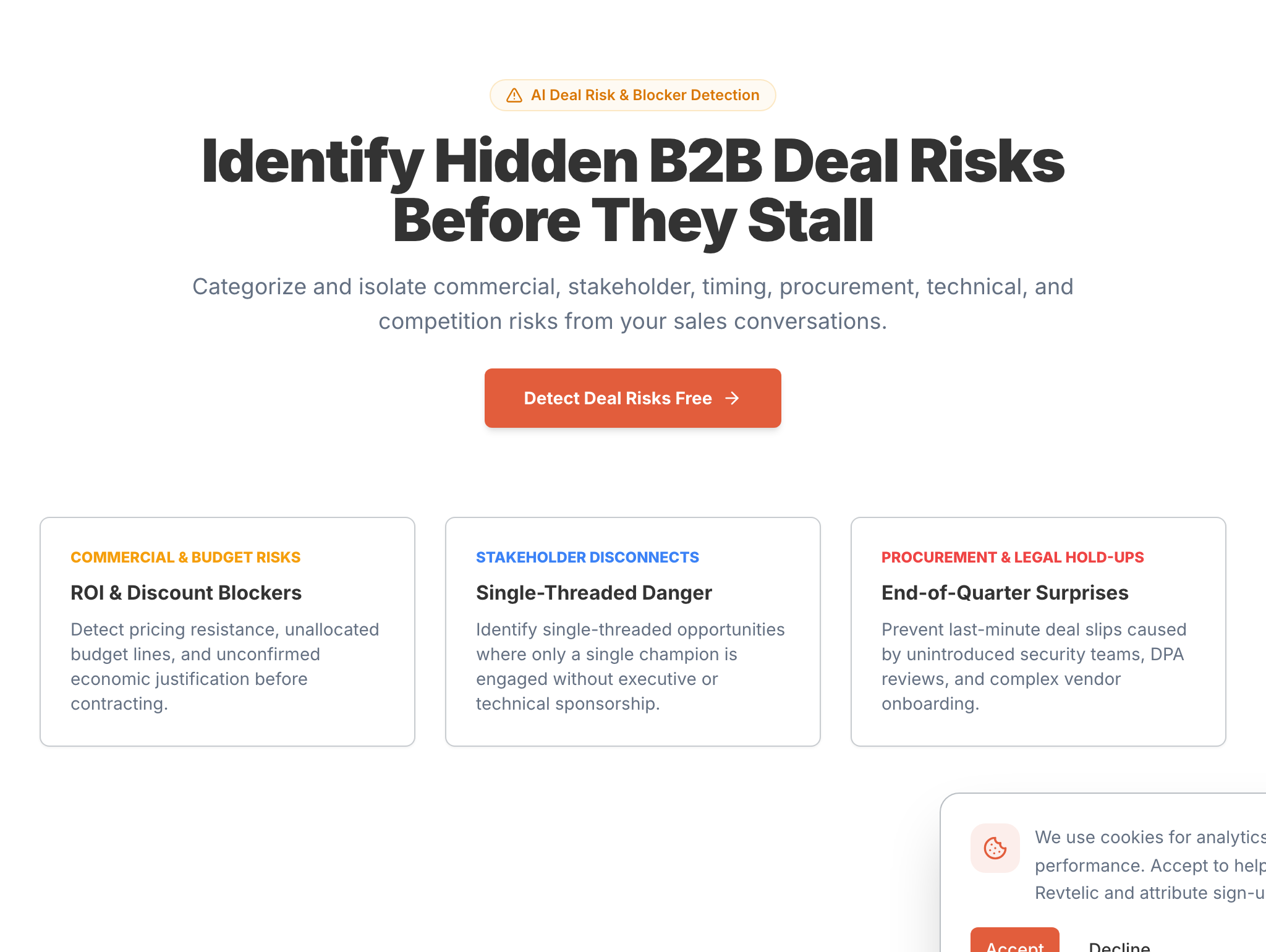 Figure 1: Deal Risks overview tile on the main dashboard showing top 3 blockers paired with the Critical Next Step