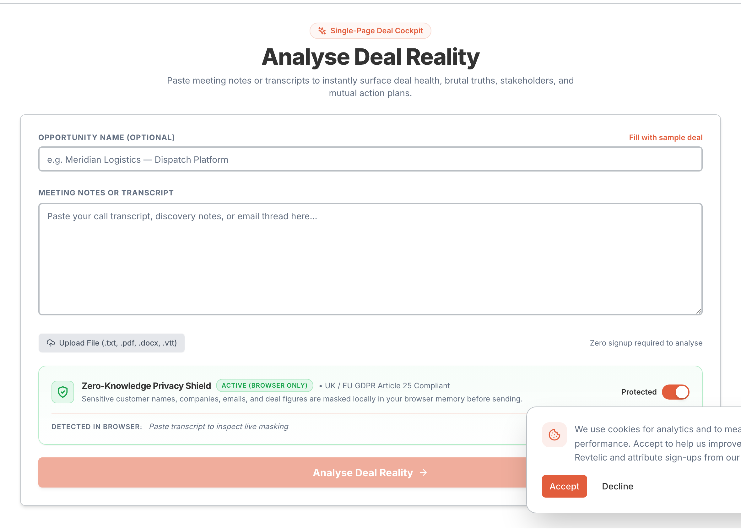 Figure 1: Real-time Deal Health diagnosis generated from a single meeting transcript